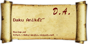 Daku Anikó névjegykártya