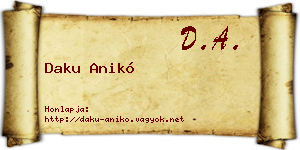 Daku Anikó névjegykártya